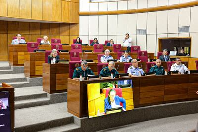 Altas autoridades militares en la reunión conjunta de la comisión de Asuntos Constitucionales y de la Comisión de Relaciones Exteriores del Senado.