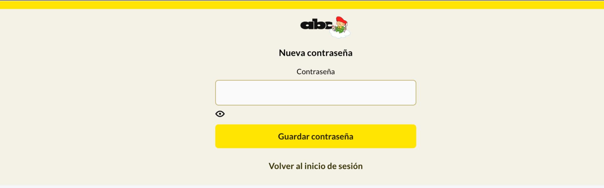 Ventana emergente para colocar la nueva contraseña