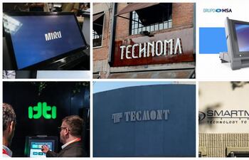 Arriba: Miru (coreana); Technoma (Py) y  MSA Comitia (Arg). Abajo ITTI (Py); Tecmont (Py) y Smartmatic (Venz-EE.UU.-Inglaterra).