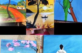 Entre pinceles y sueños, el niño Juan José Nicolás Alegretti Bareiro, conquista con su arte.