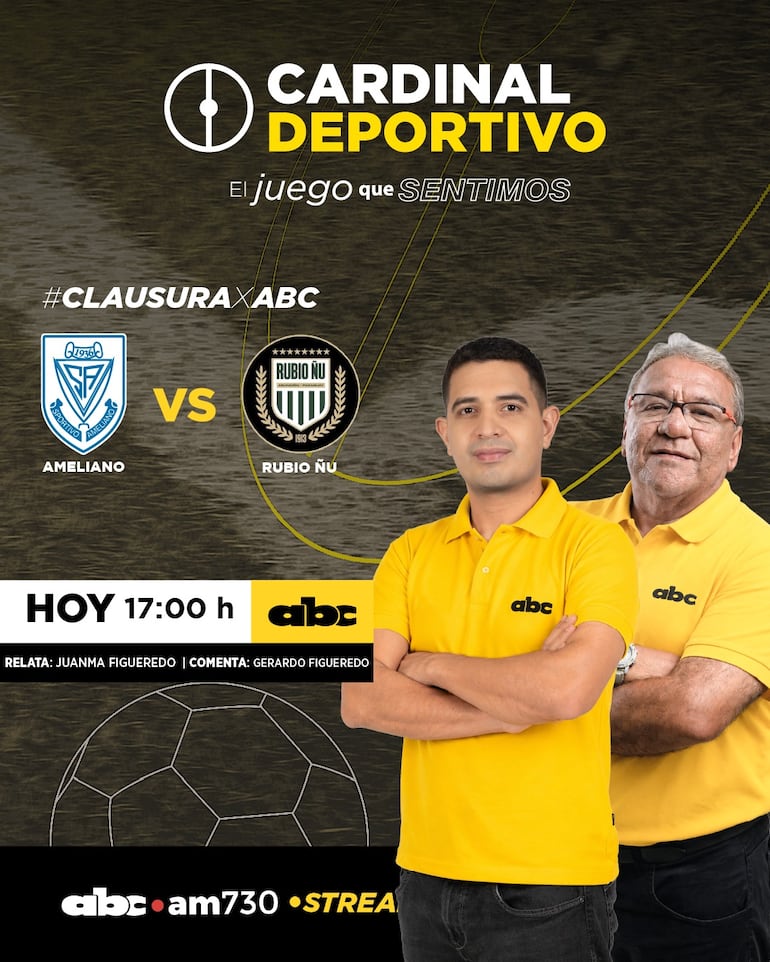 Sportivo Ameliano vs. Rubio Ñu, por ABC Cardinal 730 AM y ABC Paraguay en Youtube.