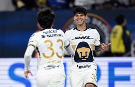 SAN DIEGO, CALIFORNIA - 3 DE FEBRERO: Robert Morales #31 de Pumas UNAM celebra tras anotar un gol contra San Diego FC en el primer tiempo del partido de la Copa de Campeones de la CONCACAF en el Estadio Snapdragon el 3 de febrero de 2026 en San Diego, California. Orlando Ramirez/Getty Images/AFP (Foto de Orlando Ramirez / GETTY IMAGES NORTH AMERICA / Getty Images vía AFP)