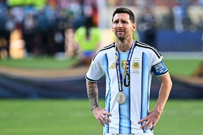 Lionel Messi (39 años), apesadumbrado tras la derrota de Argentina contra España en la final del Mundial 2026.