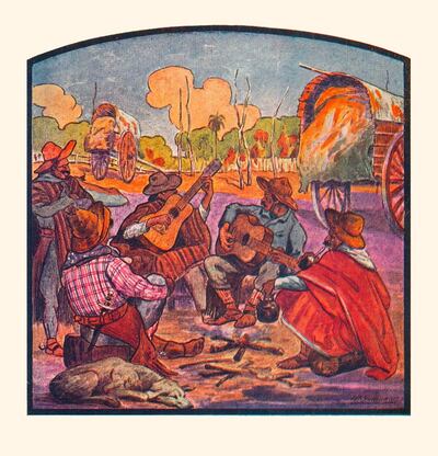 Ilustración de la portada de la edición de 1928 del Álbum de los Aires Nacionales Paraguayos de Aristóbulo Domínguez