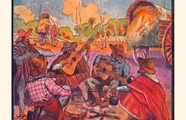 Ilustración de la portada de la edición de 1928 del Álbum de los Aires Nacionales Paraguayos de Aristóbulo Domínguez