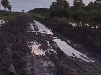 Camino de tierra en mal estado, debido a la falta de reparacion