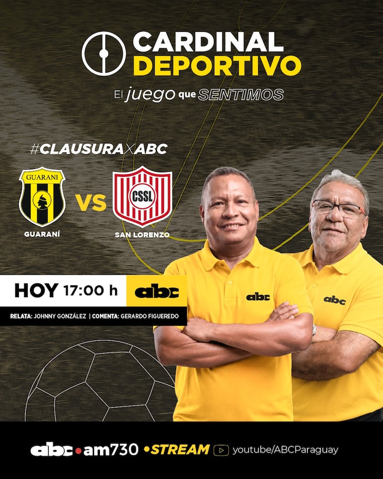 Guaraní vs. San Lorenzo, por ABC Cardinal 730 AM y ABC Paraguay en Youtube.