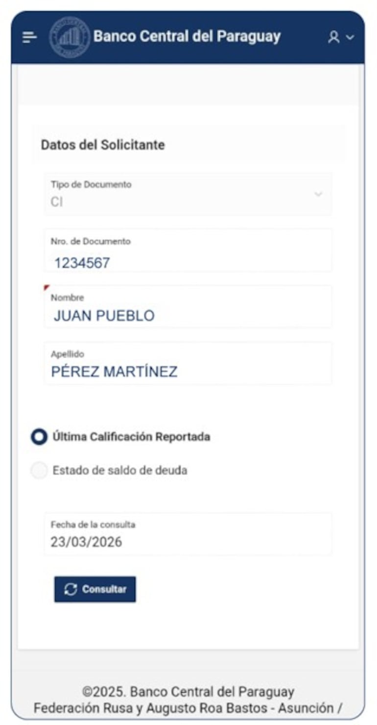Tercer paso para consultar el estado de deuda con la identidad electrónica.