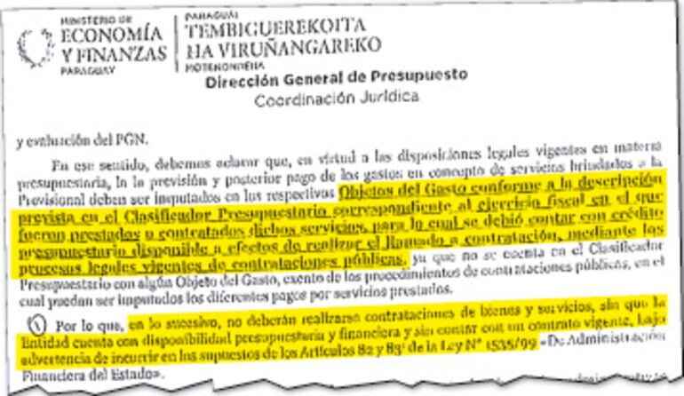 Claro y contundente el MEF advirtió al IPS sobre contratos sin disponibilidad presupuestaria.