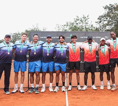 Los equipos de Aruba (izquierda) y Trinidad y Tobago ascendieron al Grupo III americano de la Copa Davis, en una serie disputada en Luque.