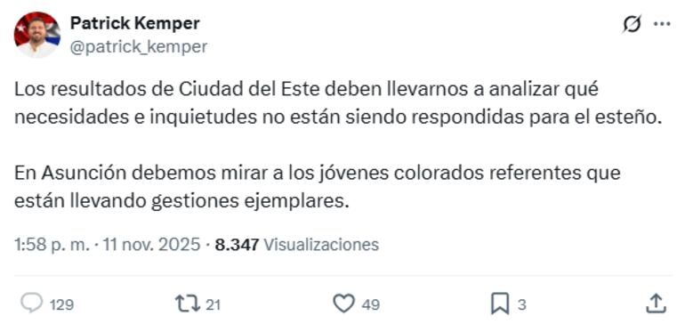 Senador convertido en colorado pide reflexión tras derrota en CDE