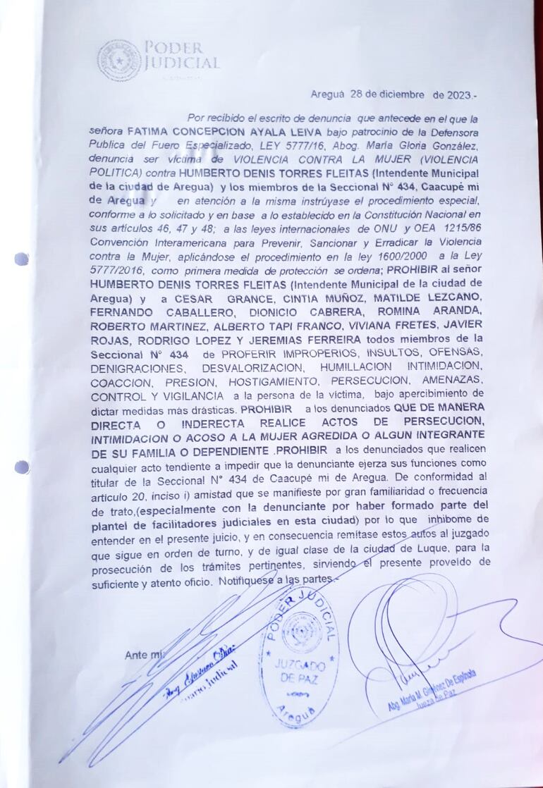 denuncia de Fátima Ayala