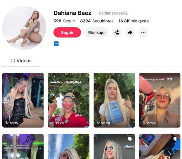 La cuenta en Tik Tok de Mónica Dahiana Bóveda Báez, detenida por presunto microtráfico.