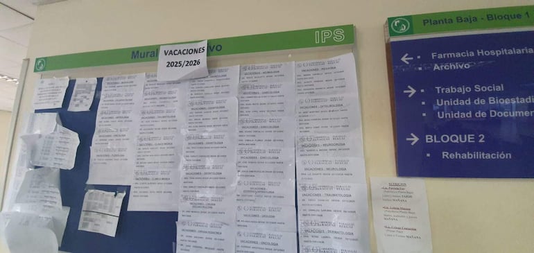 Una larga lista de médicos están de vacaciones. 