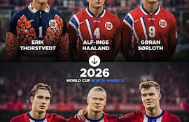 Kristian Thorstvedt, Erling Haaland y Alexander Sorloth son los herederos vikingos de la selección de Noruega, en la que jugaron sus padres, Erik, Alf-Inge y Goran.