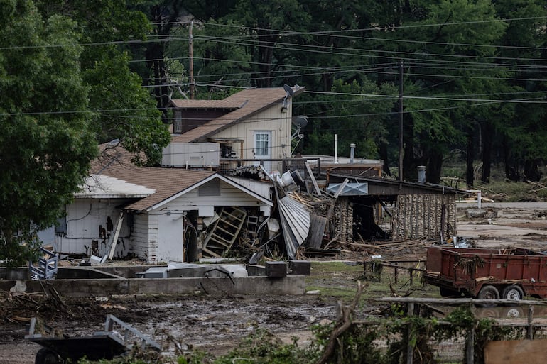 Hunt, Texas. Las fuertes lluvias arrasaron con decenas de viviendas en Estados Unidos. 