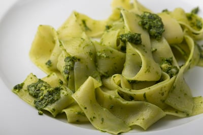 Tagliatelle al pesto.