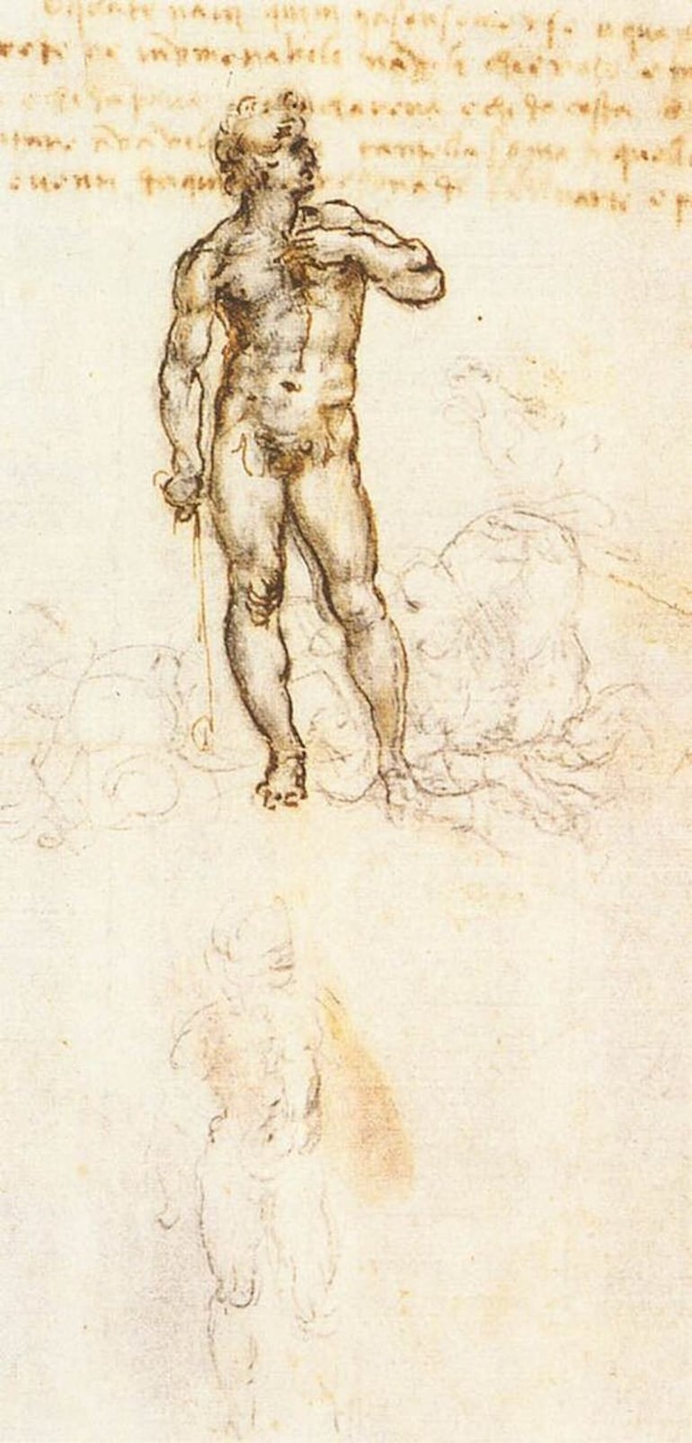 Leonardo da Vinci, el estudio de David de Miguel Ángel (detalle), en el Royal Library del castillo de Windsor.