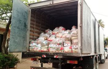 Camiones cargados de víveres producto de la extorsión del EPP.