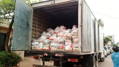 Camiones cargados de víveres producto de la extorsión del EPP.