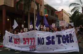 Marcha por el Día Internacional de la Mujer del 2024, en donde se reclamó la intención de derogar la ley “De protección integral a las mujeres contra toda forma de violencia”.