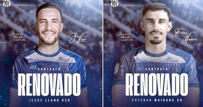 Jesús Llano y Esteban Maidana, futbolistas del Sportivo 2 de Mayo de Pedro Juan Caballero.