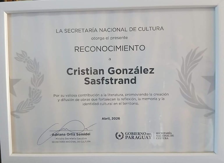 Reconocimiento otorgado por la Secretaría Nacional de Cultura.
