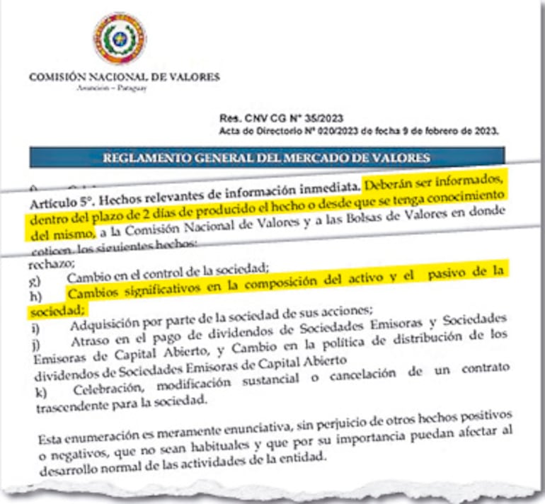 El Art. 5 del Título 23 del Reglamento General del Mercado de Valores establece el plazo y los hechos relevantes.