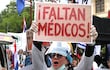 Médicos durante una movilización la semana pasada en Asunción, en el marco de la huelga nacional.