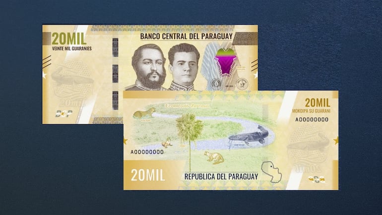 Nuevos billetes del guaraní. 20 mil guaraníes.