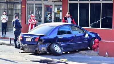 Así quedó el auto conducido por Felix Solerno tras ser colisionado por el Toyota Vitz en el microcentro de Asunción.