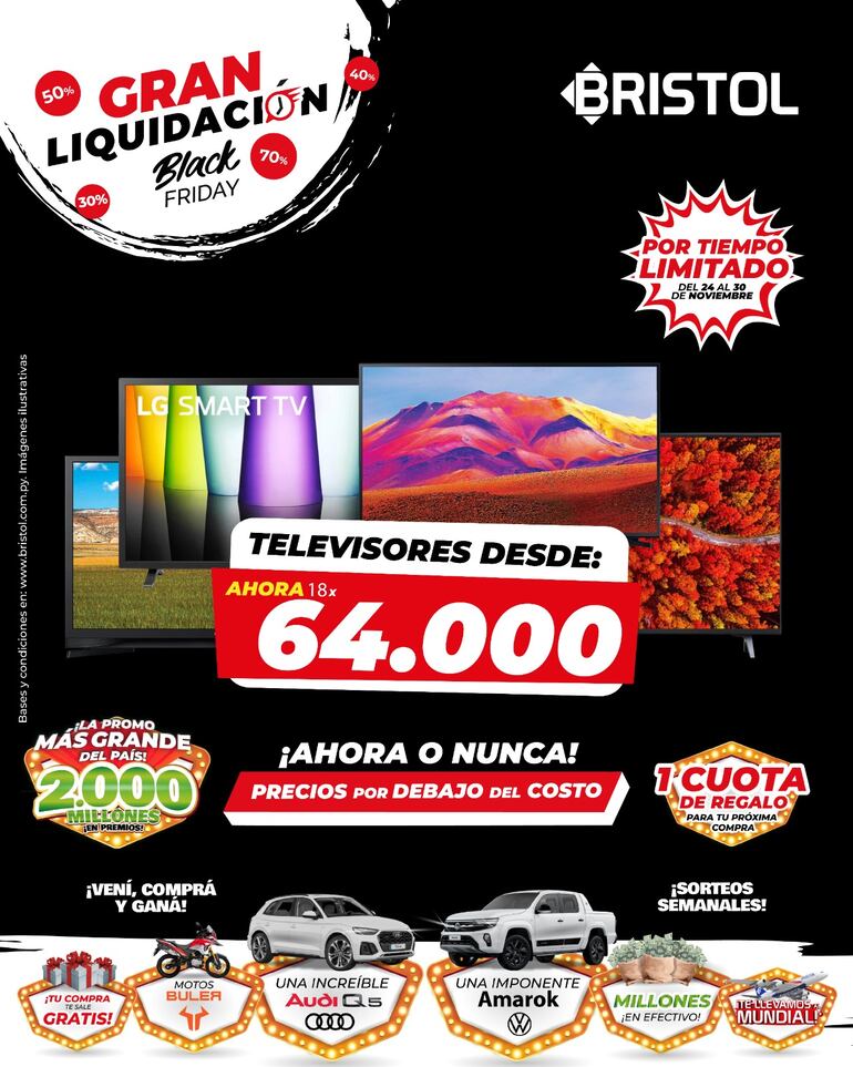 Los televisores se pueden comprar con cuotas desde G. 64.000.