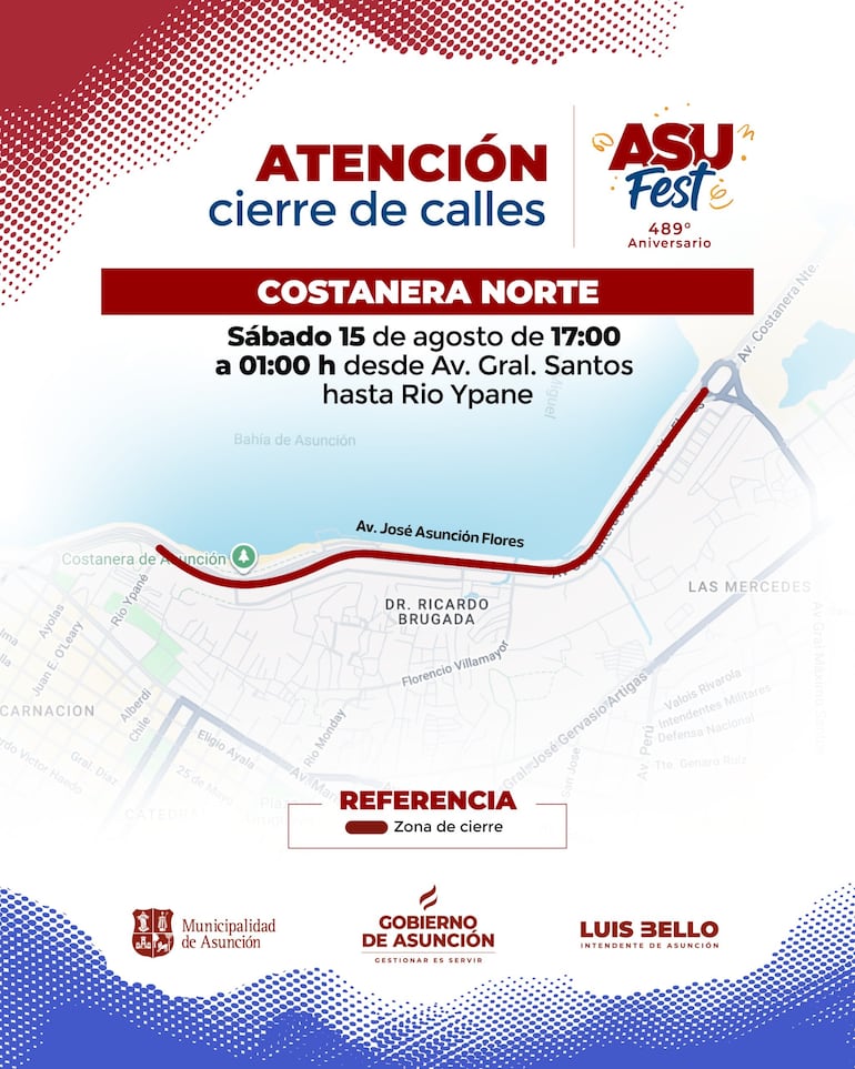 Cierre de la Costanera Norte desde las 17:00 hasta las 01:00.