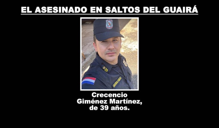 Crecencio Giménez Martínez, policía asesinado en Saltos del Guairá.