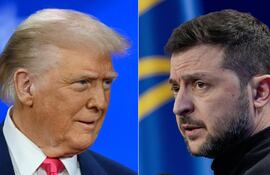 El presidente de Estados Unidos, Donald Trump (i) y el de Ucrania, Volodymyr Zelensky (d).