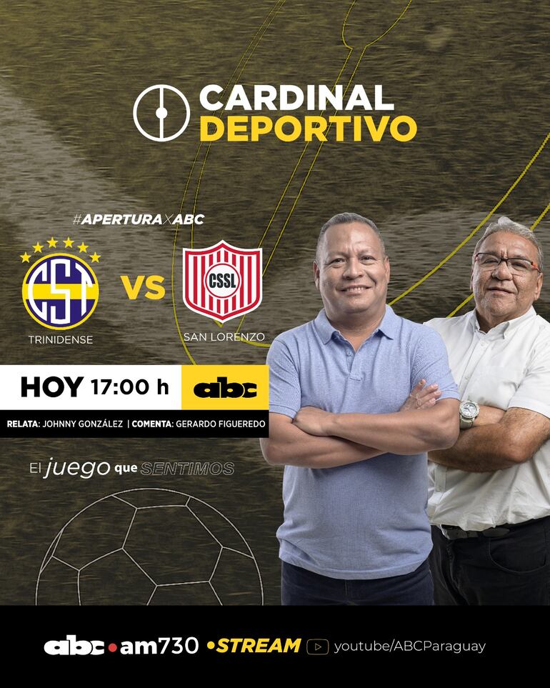 Sportivo Trinidense vs. San Lorenzo por ABC Cardinal 730 AM y ABC Paraguay en Youtube.
