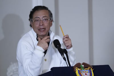 El presidente de Colombia, Gustavo Petro, habla en un acto de reconocimiento, en Bogotá (Colombia).