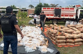 Agentes de la Senad extrajeron las bolsas de marihuana que iban escondidos en paquetes de carbón.