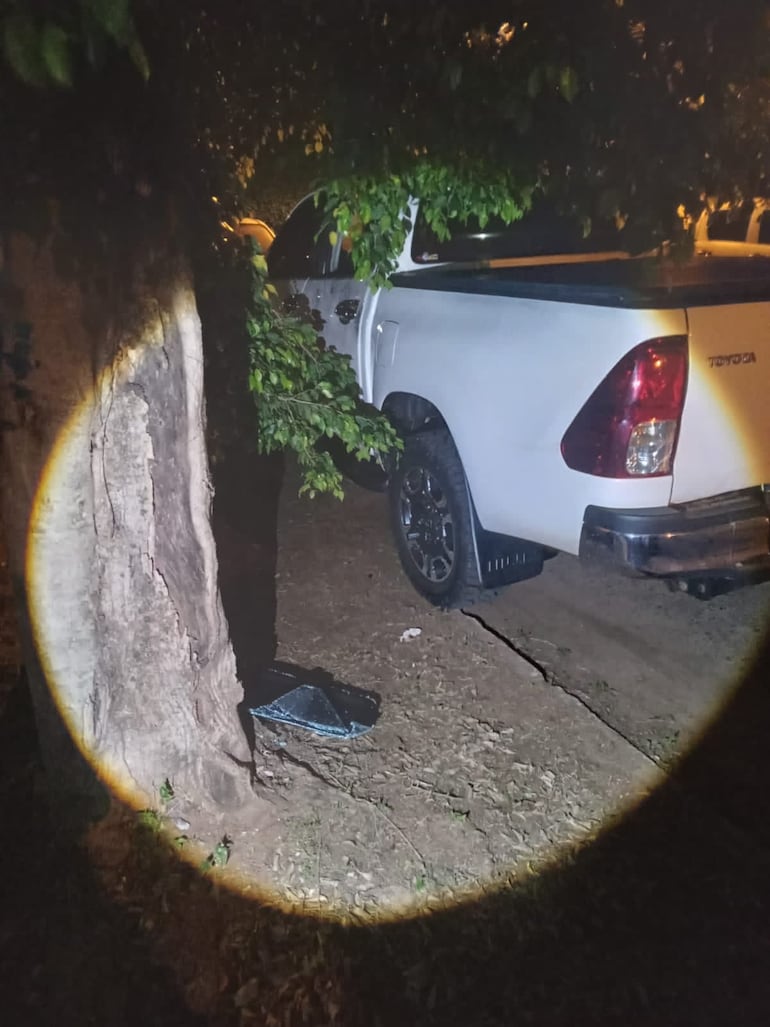 La camioneta Toyota Hilux estaba estacionada debajo de un árbol, frente a la casa donde estaba celebrando el cumpleaños. 