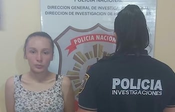 Pamela Beatriz Ramírez Coronel, en la base de Investigaciones en Caacupé.