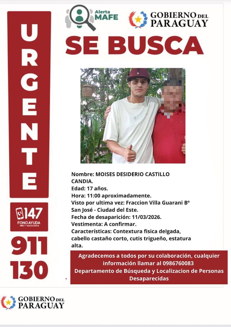 Foto de Moisés Castillo, desaparecido