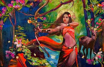 La diosa Artemisa en la libre interpretación del artista Lucero Villalba Hagelstange.