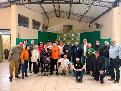 Reunión del titular del PLRA, Alcides Riveros y el candidato a intendente de la Alianza Acuerdo Guaraní Hayes, Juan Pablo González Sander (Yo Creo) en la sede del PRF.