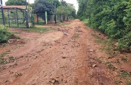 El camino en mal estado del barrio Jata'i de la capital de Misiones.