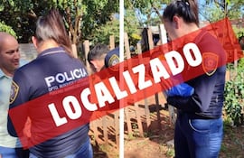 Imágenes de la Policía Nacional, luego de haber localizado a un recién nacido, quien fue reportado como desaparecido, en un asentamiento de Capiatá.