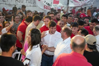 "Tino" Ayala (ANR-HC), Maxi Ayala (ANR-HC) y Camilo Pérez (ANR-HC), en un acto de campaña.