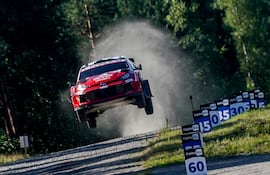 Sami Pajari y Marko Salminen (Toyota GR Yaris Rally1) durante la etapa de hoy.