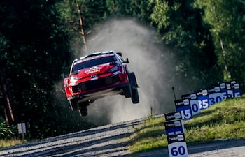 Sami Pajari y Marko Salminen (Toyota GR Yaris Rally1) durante la etapa de hoy.