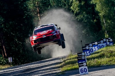 Sami Pajari y Marko Salminen (Toyota GR Yaris Rally1) durante la etapa de hoy.