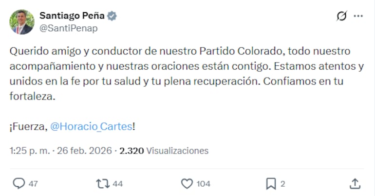 Lo que dice Santiago Peña sobre salud de Cartes.